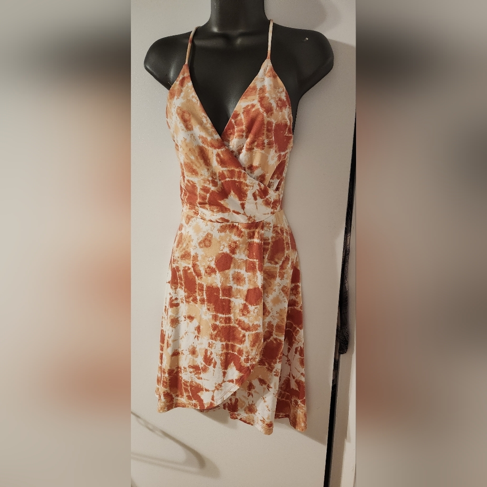 Charlotte Russe Orange Tie-Dye Midi Dress